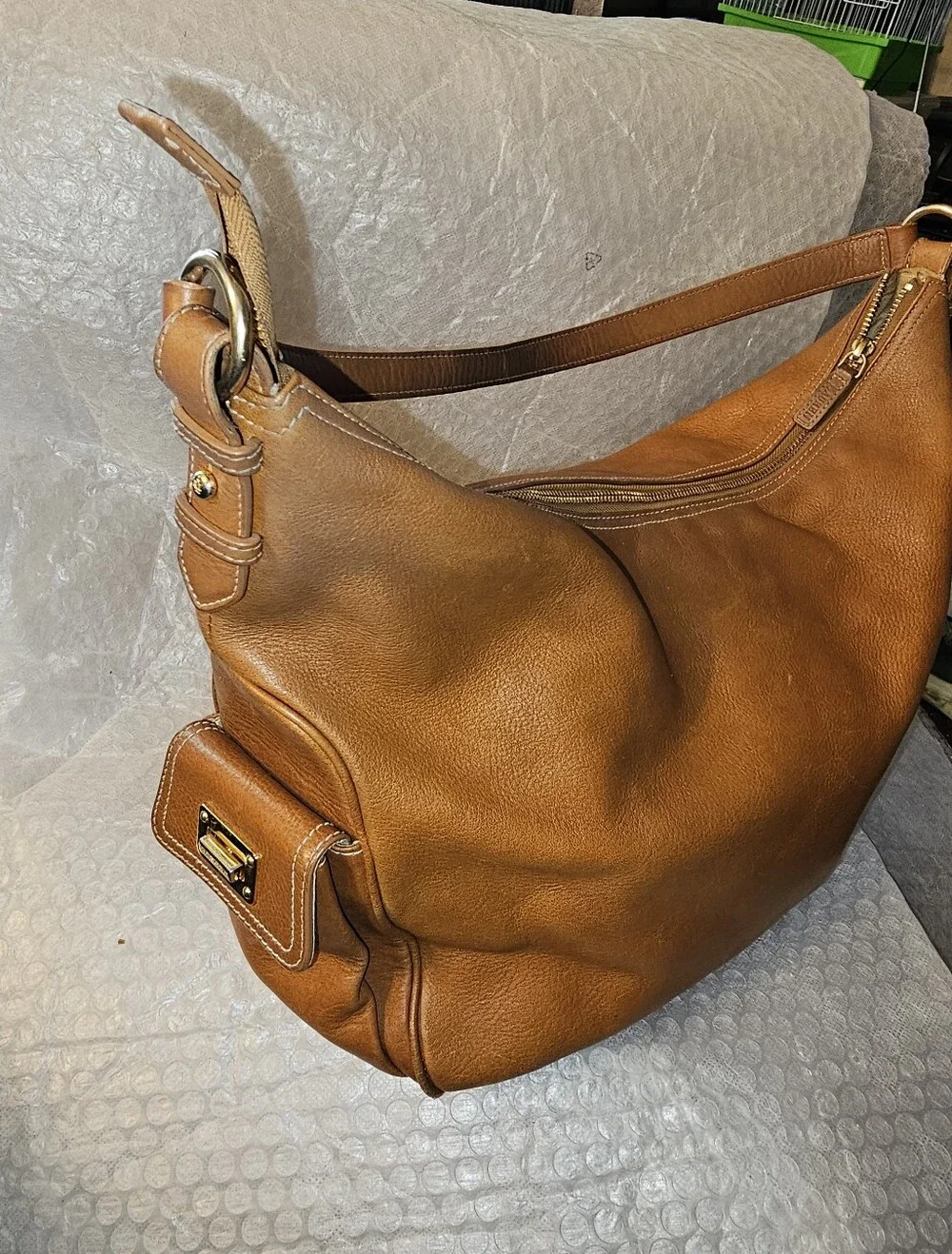Vintage Lauren Ralph Lauren Leather Hobo Shoulder Bag British Tan Leather Medium